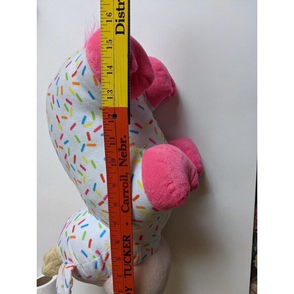 Peek a Boo Toys Plush Cow White Pink Sprinkles Toy 15" pink yellow green - Picture 9 of 9